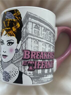 Breakfast At Tiffany's Mug Audrey Hepburn Pink Handle 2009 AVela Silver Buffalo